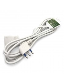 Prolunga elettrico 3 5mt con spina piatta presa bipasso 10 16A 250V cavo bianco lineare 3G1