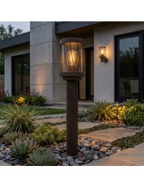 Lampione da giardino 50cm per esterno attacco lampadina E27 lampioncino moderno marrone