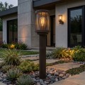 Lampione da giardino 50cm per esterno attacco lampadina E27 lampioncino moderno marrone