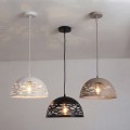 Lampadario a sospesione a campana cupola attacco E27 in metallo design moderno indutry nero bianco tortora sabbia