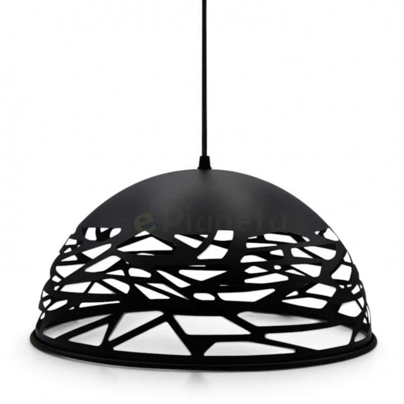 Lampadario a sospesione a campana cupola attacco E27 in metallo design moderno indutry nero bianco tortora sabbia
