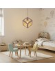 Lampadario a sospensione cubo E27 pendente cubico design moderno portalampada geometrico in metallo bianco nero tortora 