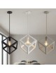 Lampadario a sospensione cubo E27 pendente cubico design moderno portalampada geometrico in metallo bianco nero tortora 