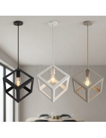 Lampadario a sospensione cubo E27 pendente cubico design moderno portalampada geometrico in metallo bianco nero tortora 