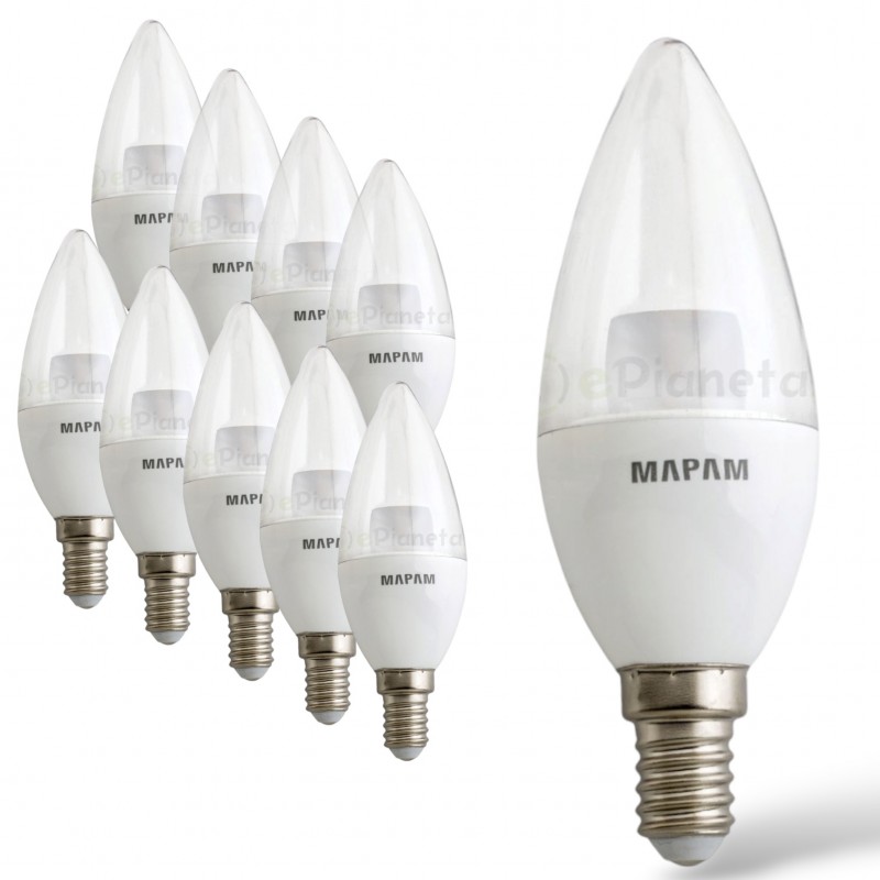 X10 lampadina led 5w E14 oliva trasparente attacco piccolo luce bianco 6500K