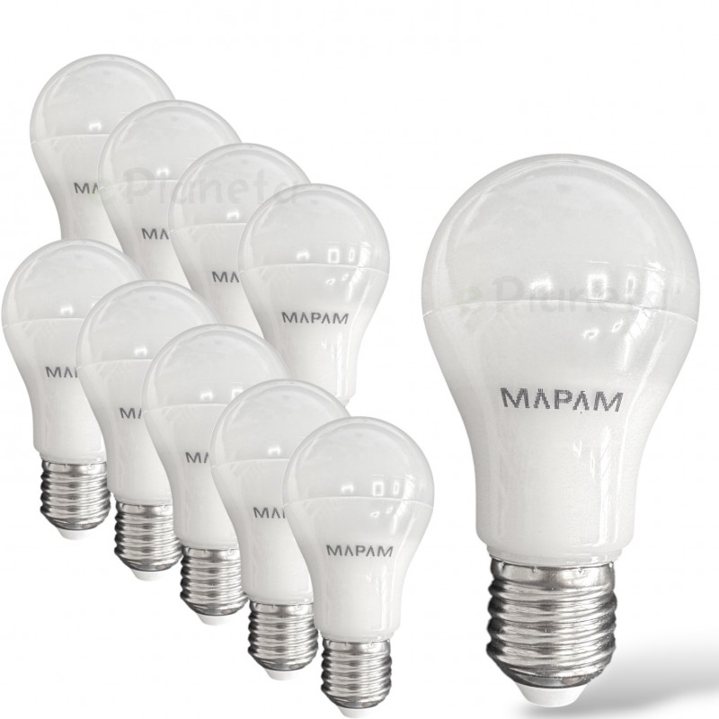 X10 Lampadina led E27 bulbo A60 9w luce bianca naturale calda Mapam