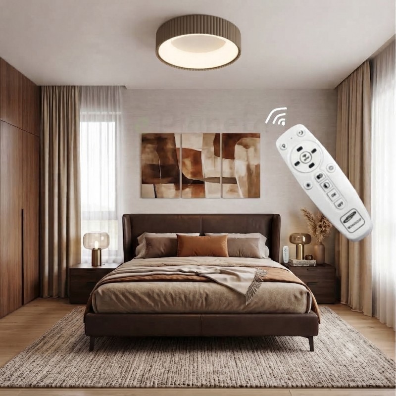 Plafoniera LED da soffitto moderna 30W con telecomando lampadario rotondo tortora lampada luce per soggiorno camera da Letto 