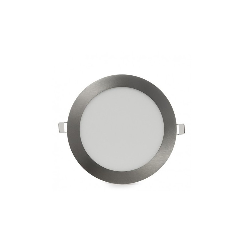 Pannello led rotondo acciaio satinato nickel slim12w ip20 incasso faretto completo driver luce calda naturale fredda Downlight