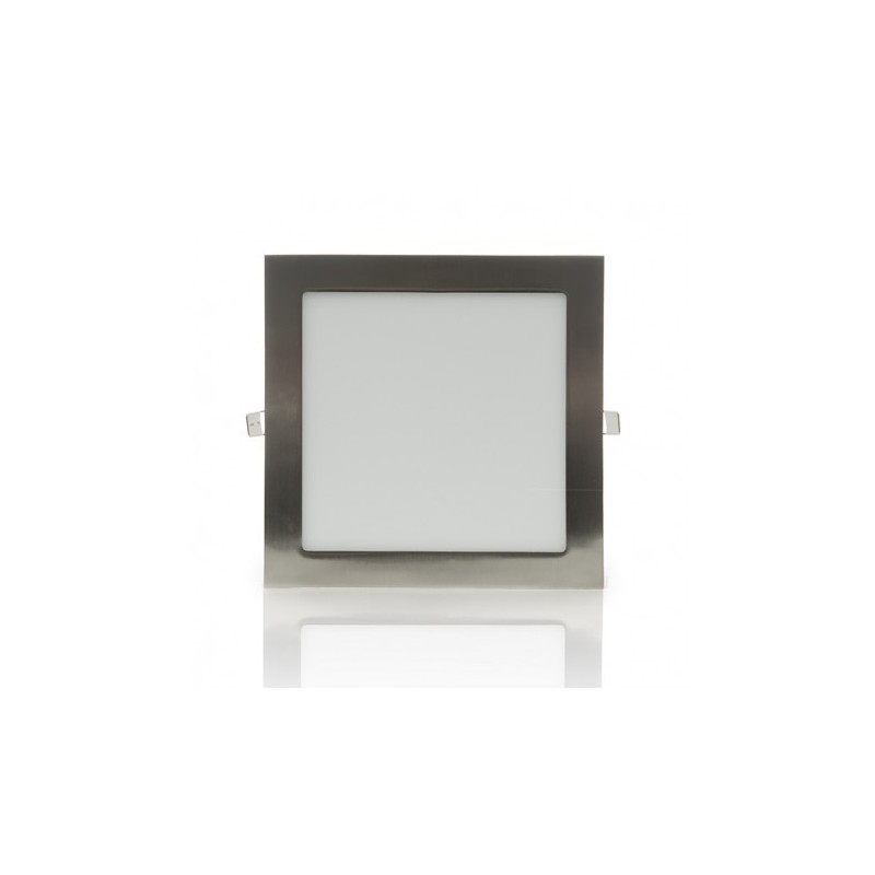 Pannello led quadrato acciaio satinato nickel slim 24w ip20 incasso faro faretto luce bianca fredda naturale calda Downlight