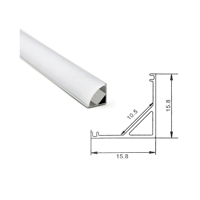 Profilo Alluminio 2M per Strisce Strip LED Barra Rigida ANGOLARE Copertura Opaco