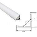 Profilo Alluminio ANGOLARE per Strisce Strip LED Barra Rigida Copertura Opaco