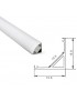 Profilo Alluminio ANGOLARE per Strisce Strip LED Barra Rigida Copertura Opaco