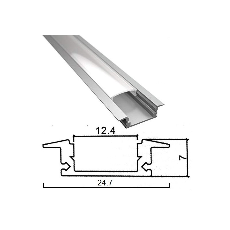 Profilo Alluminio 2M per Strisce Strip LED Barra Rigida Profilato Copertura Opaco