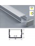 Profilo Alluminio largo 30 mm 2mt Strisce Strip LED Barra Rigida Copertura Opaco