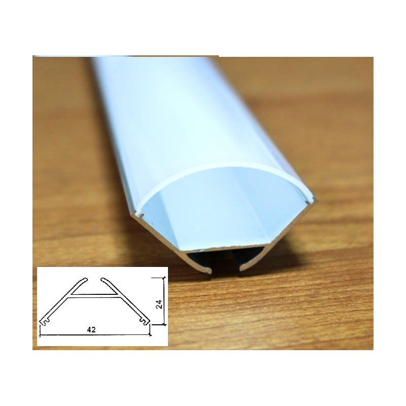 Profilo Alluminio 2M per Strisce Strip LED Barra Rigida ANGOLARE Copertura Opaco