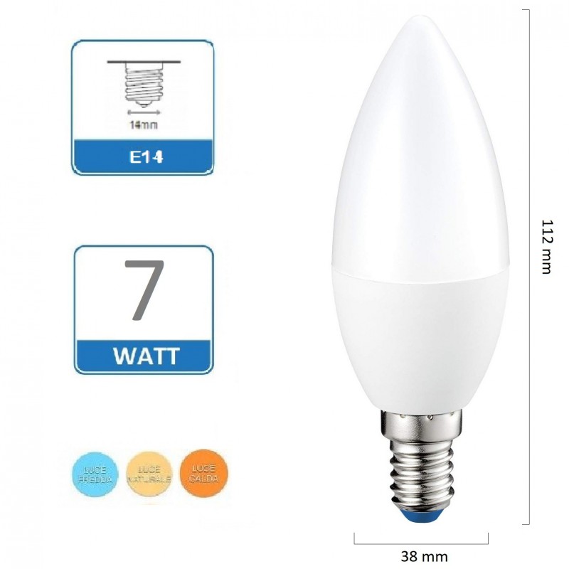 Lampadina Led E14 Oliva 5W Mapam luce Fredda Naturale Calda