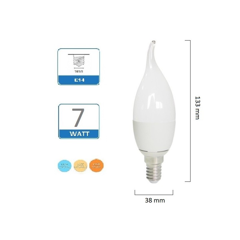 Lampadina LED E14 Candela Satinata 5 Watt Luce Fredda Naturale Calda Mapam