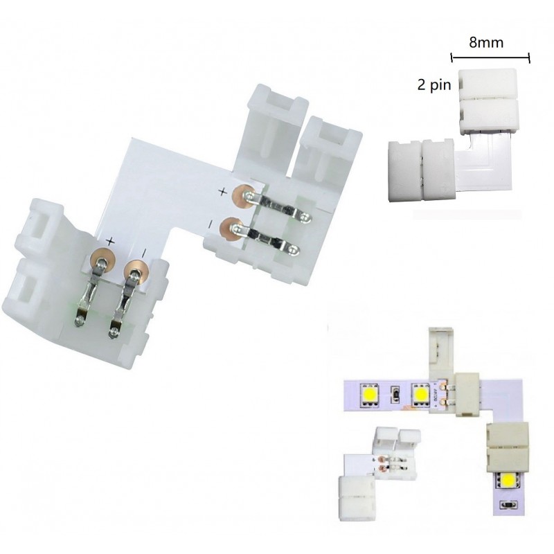 Connettore a clip 12mm 2 pin per striscia led strip 5050 jack femmina 2,5mm
