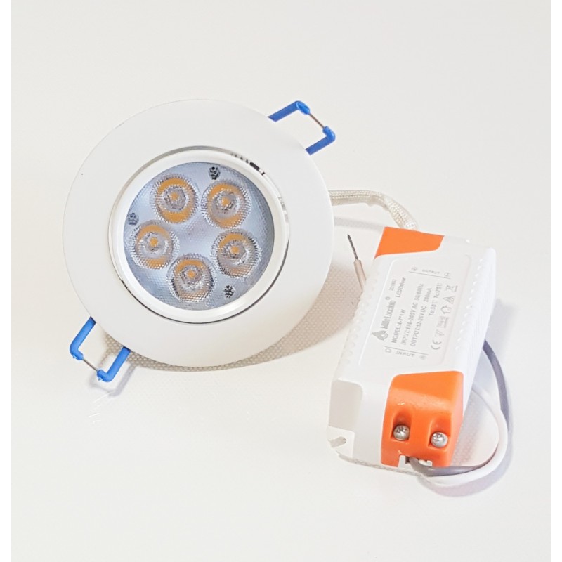 Faro faretto led da incasso acciaio 18w ip20 orientabile rotondo con allette a molla luce calda 3000k