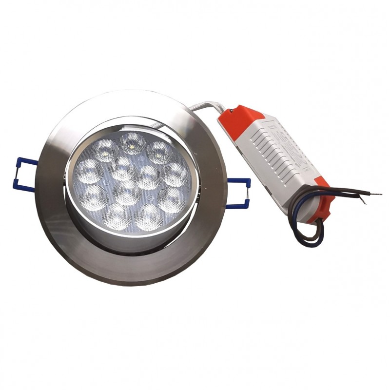 Faro faretto led incasso alluminio 12w ip20 orientabile rotondo 3000k/4000k/6500k