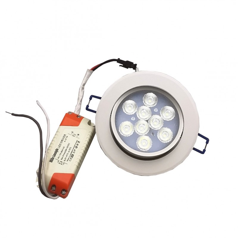 Faro faretto led incasso bianco 9w ip20 orientabile rotondo luce fredda naturale