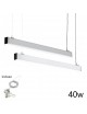 Plafoniera sospensione 40w 120cm con cavi sospensione alluminio silver illuminazione