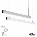 Plafoniera sospensione 40w 120cm con cavi sospensione alluminio silver illuminazione