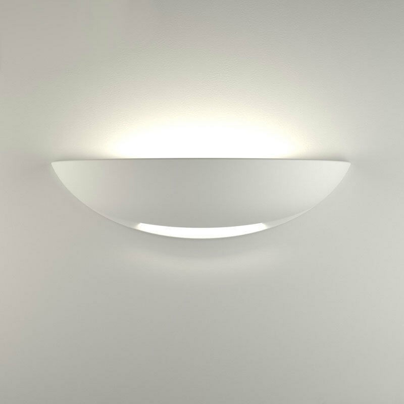 Applique parete mezza luna gesso doppia emissione moderno verniciabile attacco r7s