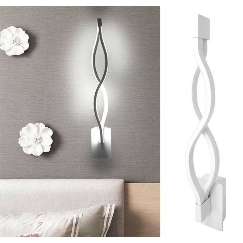 Applique da parete led 9w lampada muro spirale intrecciato bianco design  moderno luce fredda naturale calda