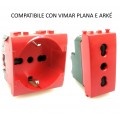 Presa bivalente e schuko rosso compatibili Vimar plana per segnalazione UPS frutti