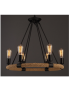 Lampadario a sospensione cerchio 6 luci attacco E27 con corda canapa design vintage rustico country