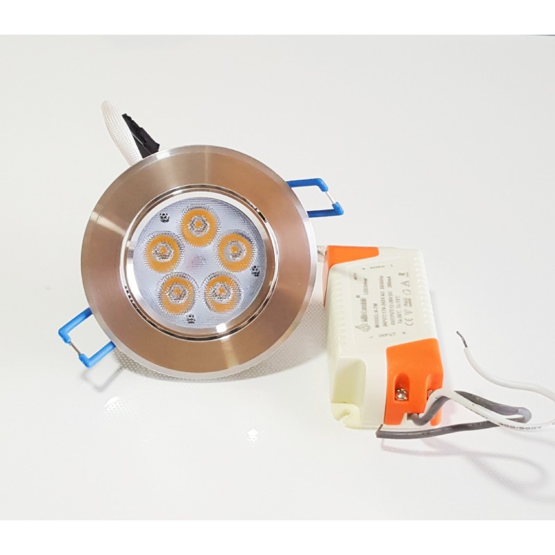 Faro faretto led da incasso alluminio 5w ip20 orientabile rotondo luce naturale 4500k