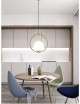 Lampadario a sospensione cerchio con sfera E27 35 cm oro argento lucido pendente moderno led minimal