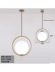 Lampadario a sospensione cerchio con sfera E27 35 cm oro argento lucido pendente moderno led minimal