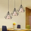 Lampadario sospensione diamante metallo E27 pendente moderno retrò nero bianco
