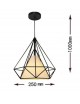 Lampadario sospensione diamante metallo E27 pendente moderno retrò nero bianco