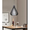Lampadario sospensione goccia gabbia metallo E27 pendente a filamenti moderno nero bianco