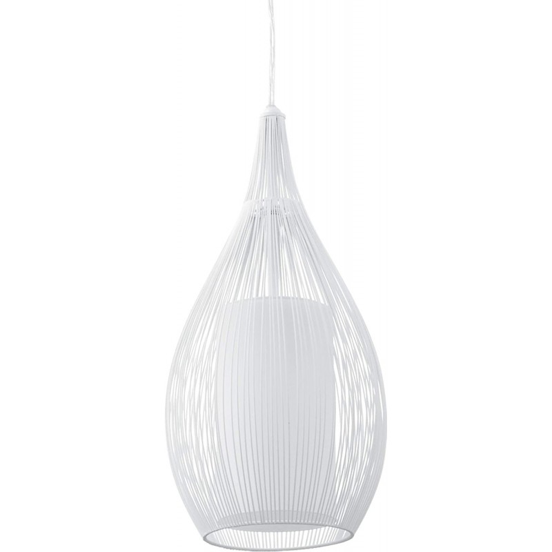Lampadario sospensione goccia gabbia metallo E27 pendente a filamenti moderno nero bianco