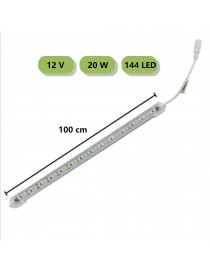 Striscia 144 LED barra rigida sottopensile copertura trasparente profilo alluminio 1 mt 12V bianco caldo naturale