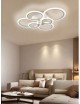 Plafoniera led 51w 6 cerchi lampadario da soffitto bianco design moderno per camera luce fredda naturale calda
