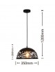 Lampadario sospeso a campana cupola luce led E27 in metallo nero bianco moderno