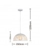 Lampadario sospeso a campana cupola luce led E27 in metallo nero bianco moderno