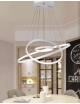 Lampadario sospeso led 48w cerchi pendente con anelli bianco stile moderno per camera salotto