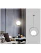 Lampadario a sospensione cerchio con sfera E27 35 cm oro argento lucido pendente moderno led minimal