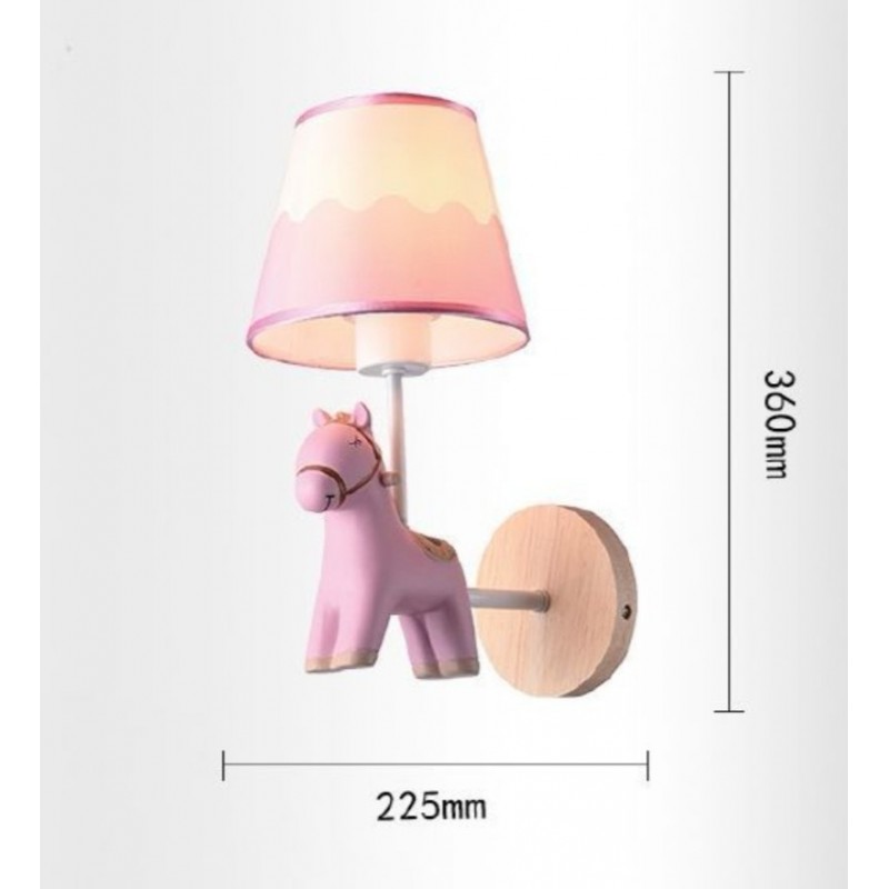 Applique da parete cavallo luce led E27 lampada notturna muro rosa celeste per camera bambini