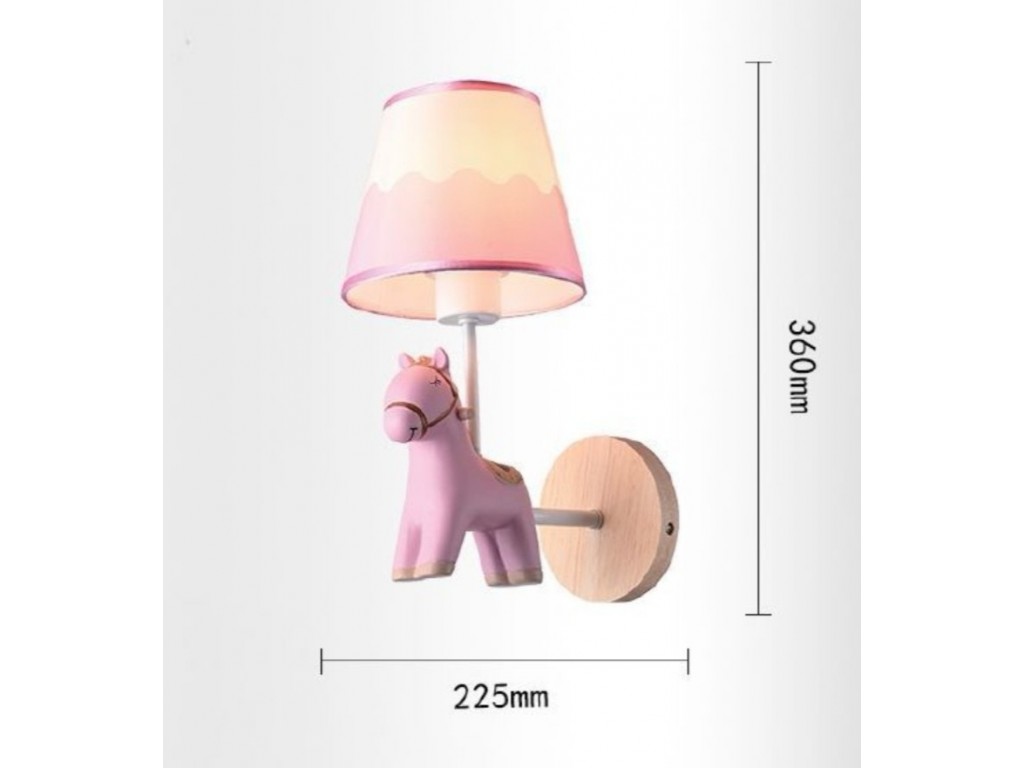 Applique da parete cavallo luce led E27 lampada notturna muro rosa celeste  per camera bambini