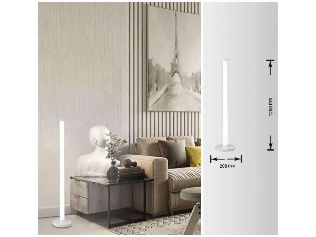 Lampada da terra luce led 20w lume a piantana lineare bianco stile moderno  per salotto soggiorno