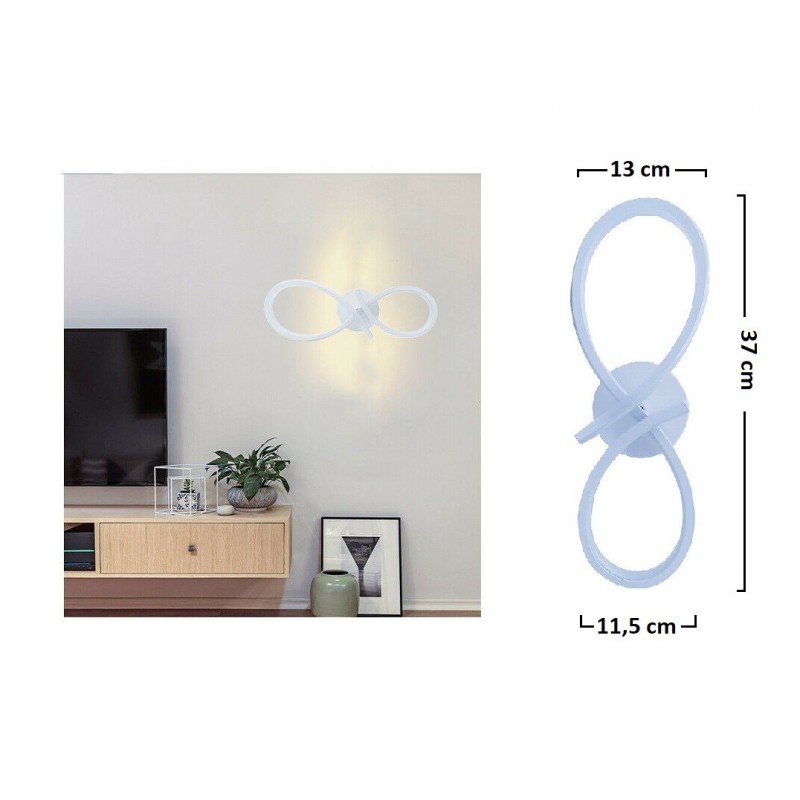 Applique led 12w infinito lampada da parete intrecciato bianco stile moderno luce fredda naturale calda