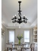 Lampadario sospeso classico con cristalli a 5 luci E14 design vintage pendente nero bianco cucina camera salotto