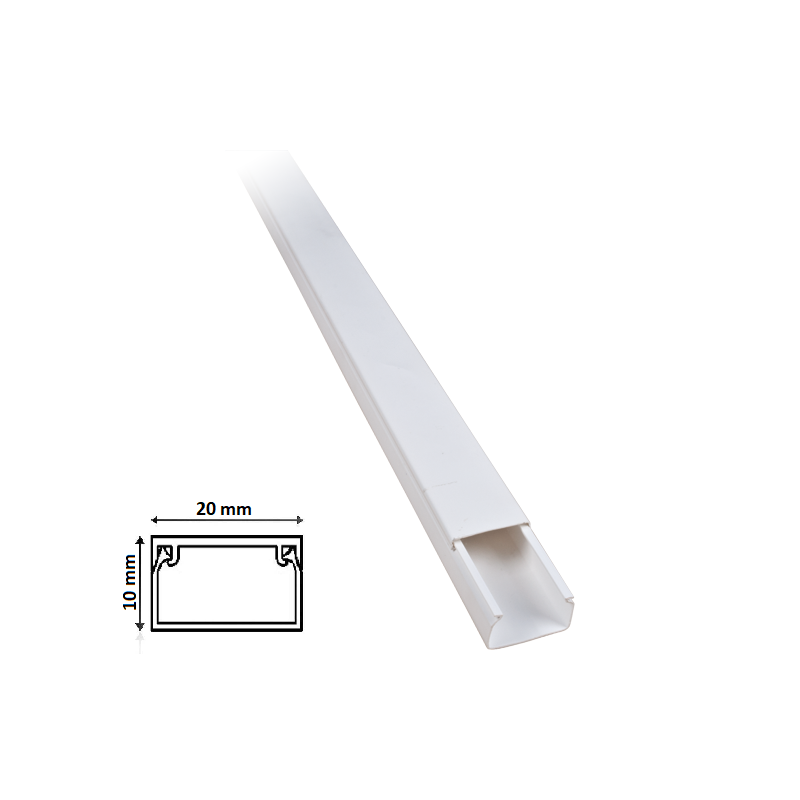 Canalina 2m per cavi elettrica 20x10 mm in plastica passacavi bianco coprifili a parete con copertura